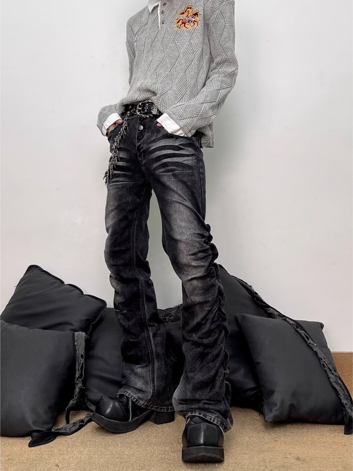 Washed Black Grey Men's Slim S - огляд і ціна Streetwear Brand Denim